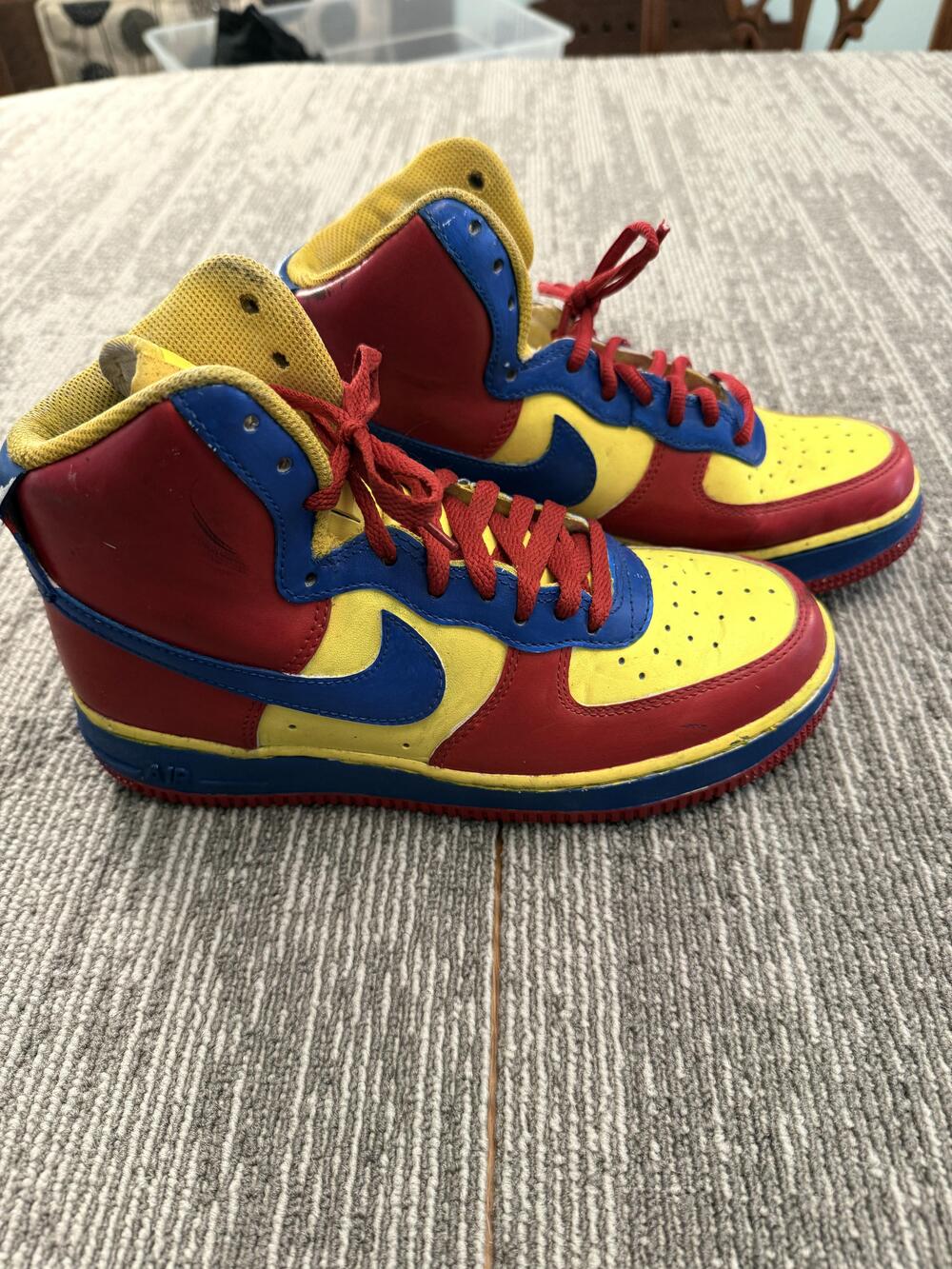 Nike Air Force 1 High Shoes Womens Size 7.5 Red Yellow Custom Painted 334031-106